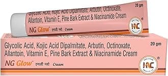 NG Glow Cream for Skin Lightening with Kojic Acid, Arbutin, Niacinamide, Vitamin E, and Glycolic Acid - Reduces Pigmentation and Dark Spots - Pack of 2