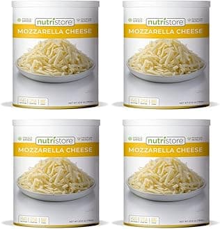 Nutristore Freeze Dried Mozzarella Cheese Shredded 20 Large Servings | Premium Quality | Amazing Taste | Perfect for Camping | Survival Food
