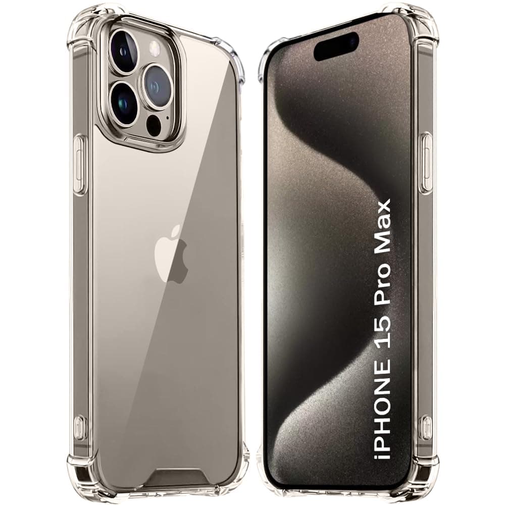 TheGiftKart Crystal Clear Back Cover Case for iPhone 15 Pro Max | 360 Degree Protection | Shock Proof Design | Transparent Back Cover Case for iPhone 15 Pro Max (Transparent Bumper)