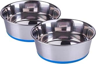 Pets Empire Stainless Steel Dog Bowls | Cat Feeding Bowls | Dog Cat Plate Bowls with Non-Slip Rubber Bases | Pet Feeder Bowls and Water Bowls, 2X-Large (2 X 4000ml)