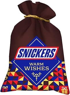 Snickers Rakhi Chocolate Potli Gift Pack | Assortment of 10 Bars | 4 Snickers Peanut Bars | 3 Snickers Almond Bars | 3 Snickers Butterscotch Bars | Chocolate Potli Gift Pack for Rakhi | 435g