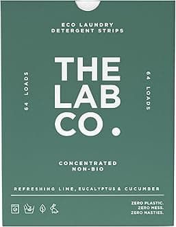Laundry Detergent Strips Washing Sheets | Eco Ultra-Concentrated | Non-Bio for Sensitive Skin | Non-Toxic Fragrance | EDC-Free | Lab-Tested | Refreshing Lime Eucalyptus Cucumber | 64 Loads