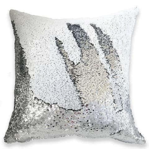 White Silver 16'' Magic Mermaid Pillow Case Reversible Sequin Glitter Sofa Cushion Cover