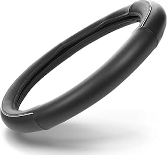 HD Driven SWC Premium Black Leather Steering Wheel Cover – 18” Diameter for Semi-Trucks, Ribbed Rubber Core & High-Performance Leather, Vehicle Accessories