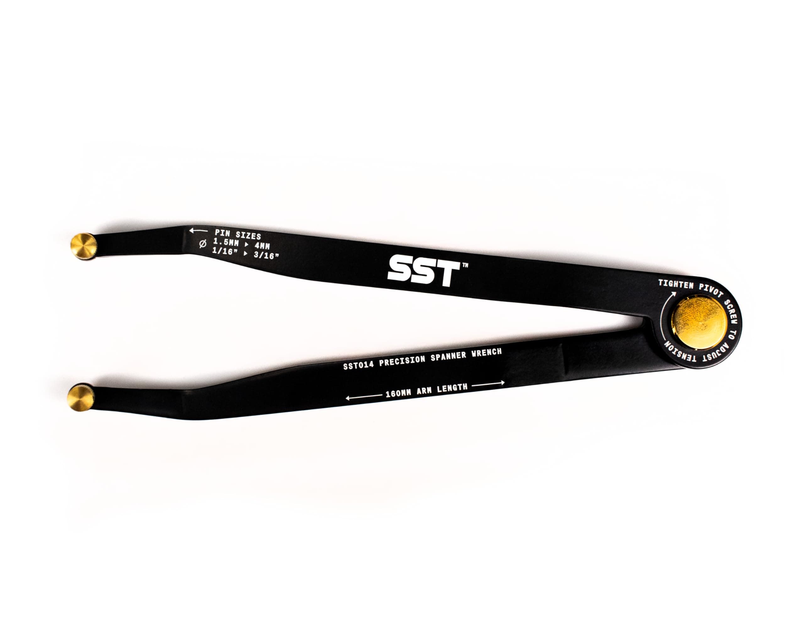 SST® - Precision Spanner Wrench – For Obscure Hardware & Fasteners – Includes 12 Metric & Imperial Steel Pin Sizes – Adjustable Tension – 160mm Arm – 180° Movement – With Storage Case