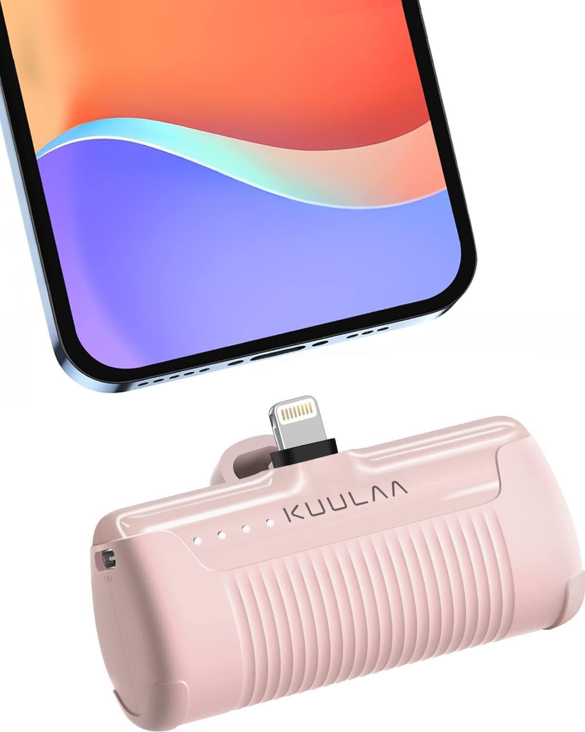 Kuulaa Portable Phone Charger, Small Power Bank 4500mAh Mini Power Bank for iPhone Cute Battery Pack Backup Charger Travel Compatible with iPhone 14/13/12/11/XS/XR (Pink)
