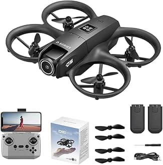 Drone with Camera 1080P for Kids Adults, Mini HD FPV Drone Kit, w/ 2 Batteries, One Key Take Off/Land, Altitude Hold, Headless Mode, 360°Flip, Gestures Selfie, 3 Speed Mode, Waypoint Fly -Black
