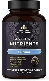 Calcium Supplement with Vitamin D and Vitamin K2 by Ancient Nutritiion, Supports Bone Health and Immune Support, Muscle Recovery, Paleo and Keto Friendly, 90 Ct