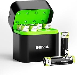 Long-Lasting 1.5V 3000mWh Li-ion, 8-Pack Rechargeable AA Batteries with Built-in Charger,Leak-Proof, Independent Charging, Fast Charging with Power Protection