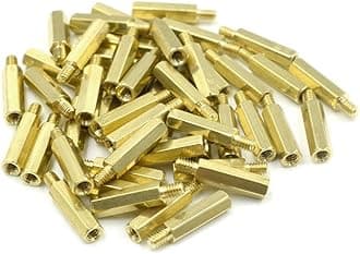 M2 x 10mm + 3mm Male to Female Thread Brass Hexagon Hex Standoff Spacer Pillars - (50 Pcs)