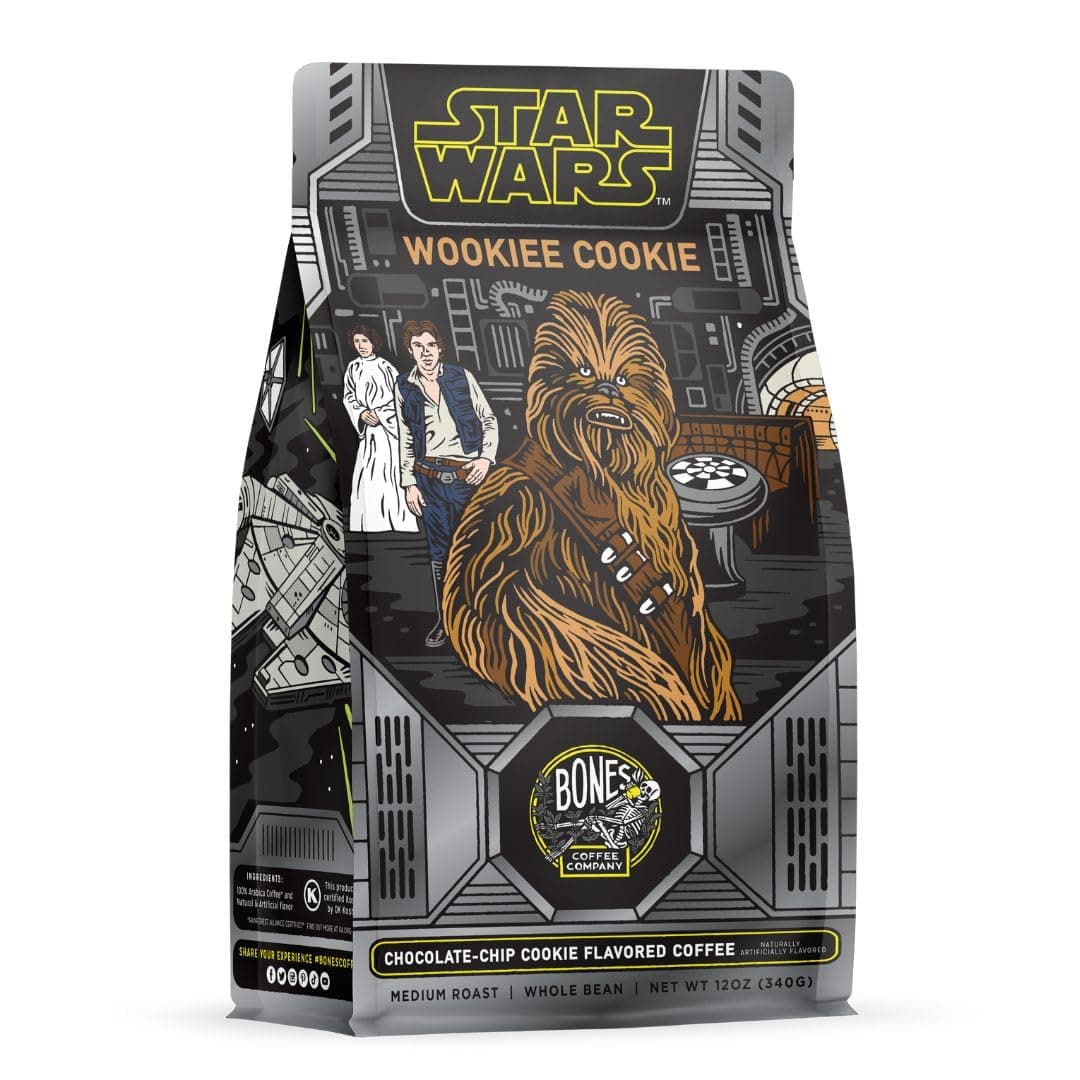 Star Wars Wookiee Cookie Chip Cookie Flavor Flavored Coffee, Medium Roast Low Acid Arabica Beans Compatible with Auto drip and French Press Coffee Maker, 12 Oz Whole Bean