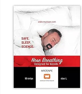 MyoTape - Sleep Tape for Beards - 90 Nights - Reduce Snoring - Improve Sleep - Promote Nasal Breathing - Extra Strong Adhesive - Comfortable & Gentle