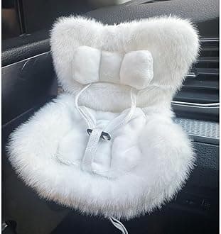 Doll Car Seat for 3–8 inch Figures, Fits Character Plushes, Blind Box Dolls & Vinyl Collectibles, Includes Air Vent Clip & Desktop Stand, Cute Car Ornament for Collectors (White)