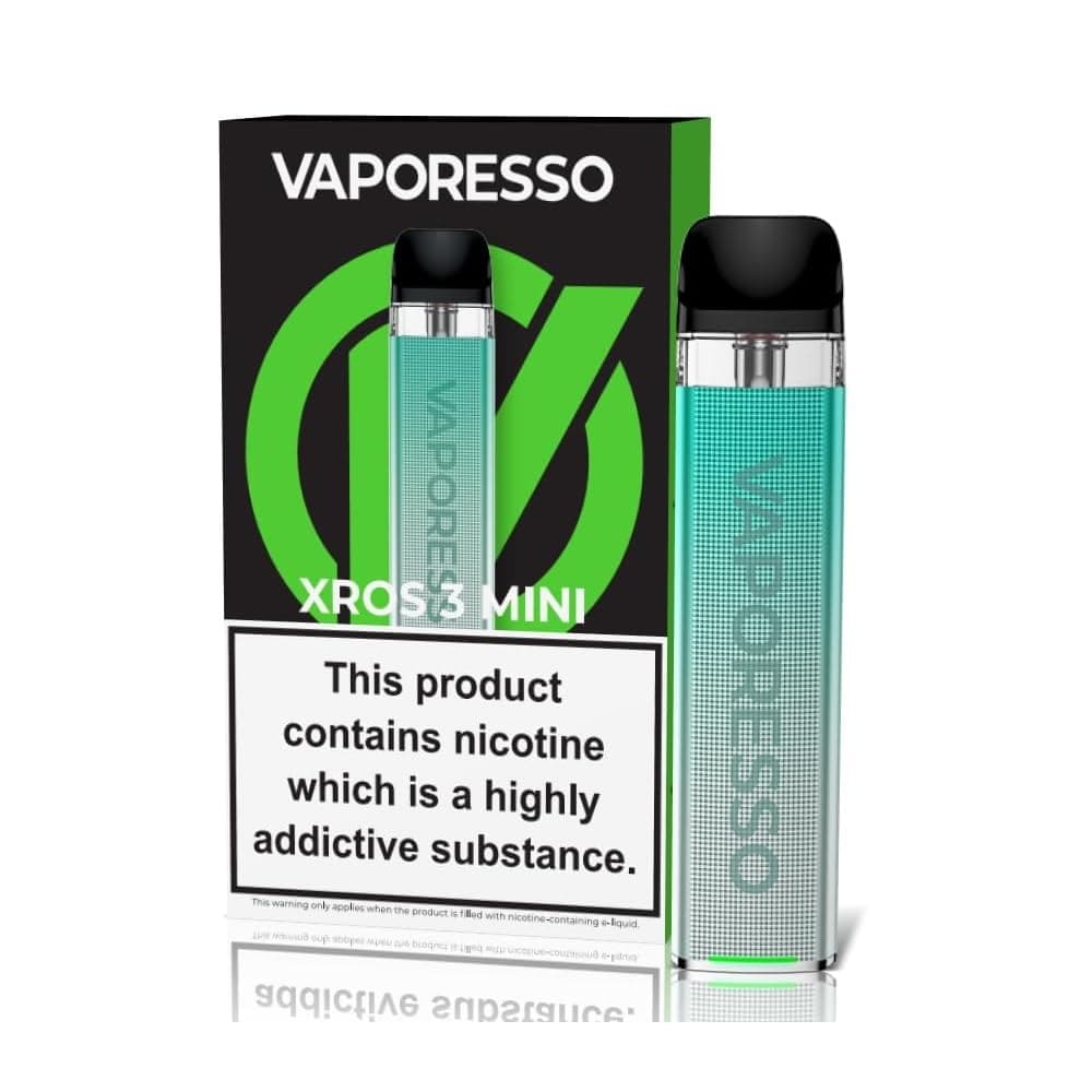 XROS 3 MINI Vaping Kit, Sleek, Ergonomic, Safe, User Friendly, Integrated Battery, MTL, 2mL, E Cigarettes, E Cig, Starter Kit, Vaporesso Vaping, No Nicotine (Phantom Green)