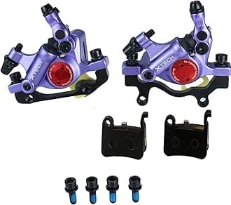 PETCHOR HB-100 Line Pulling Hydraulic Disc Brake Calipers，Mechanical Disc Brakes for MTB, Mountain Bike, E-bike and Electric Bike 2PCS Front/Rear Black/Red/Gold (Purple)