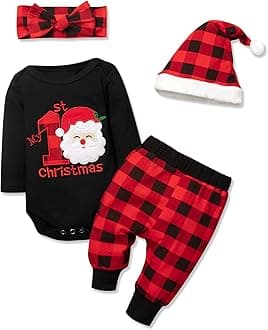 Baby Girl Boy Christmas Outfit My 1st Christmas Baby Boy Infant New Year 4 Pcs Set