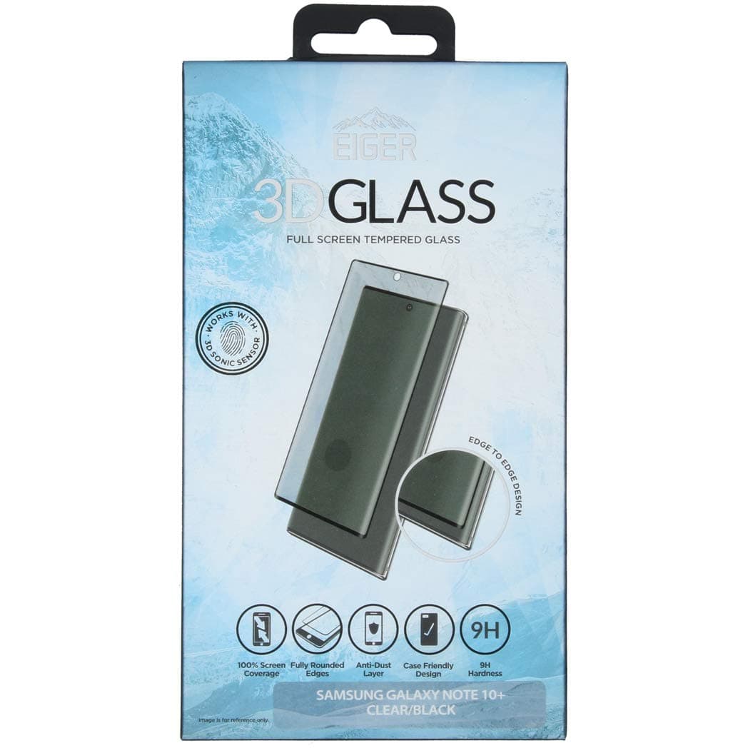 EIGER 3D Glass for Samsung Galaxy Note 10 + Full Screen Premium Tempered Glass Screen Protector in CLEAR/BLACK with Cleaning Kit