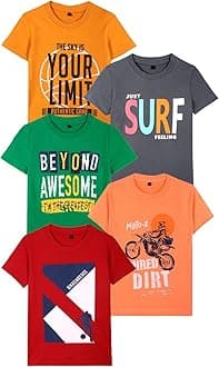 T2F Boys Boys regular fit tshirt T-Shirt (pack of 5)