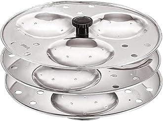 Stainless Steel Non-Stick Idli Plates Idli Maker| Idli Stand with Holes for Pressure Cooker, 3 Plate