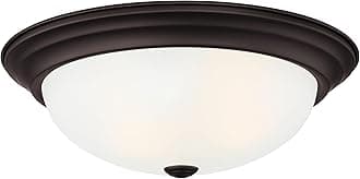 DESIGNERS FOUNTAIN Reedley 2-Lights Flush Mount Ceiling Light, 11 Inch Lighting Fixture for Kitchen, Bedroom, Bathroom, and Hallway, Oil Rubbed Bronze with Etched Glass, 1257S-ORB-W