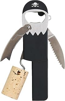 Suck UK Pirate Bottle Opener | Pirate Wine Opener | Corkscrew Keychain | Legless Pirate Cork Screw | Funny Bartender Gifts | Novelty Kitchen Gadgets | Foil Cutter | Funny Boat Kitchen Accessories