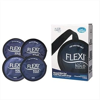 NatraCure FlexiKold 4” Gel Small Ice Packs with Straps & Reusable Cold Round Compress - Boo Boo Packs for Kids Injuries, First Aid, Breastfeeding, Wisdom Teeth, Sinus Headache & Sore Eyes - 4 PK