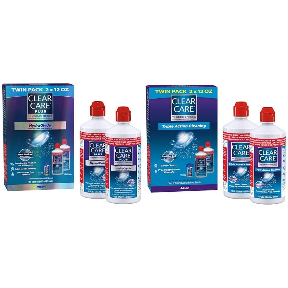 Clear Care Plus Cleaning Solution Twin Pack with Lens Case, Multi, 2x12 Oz