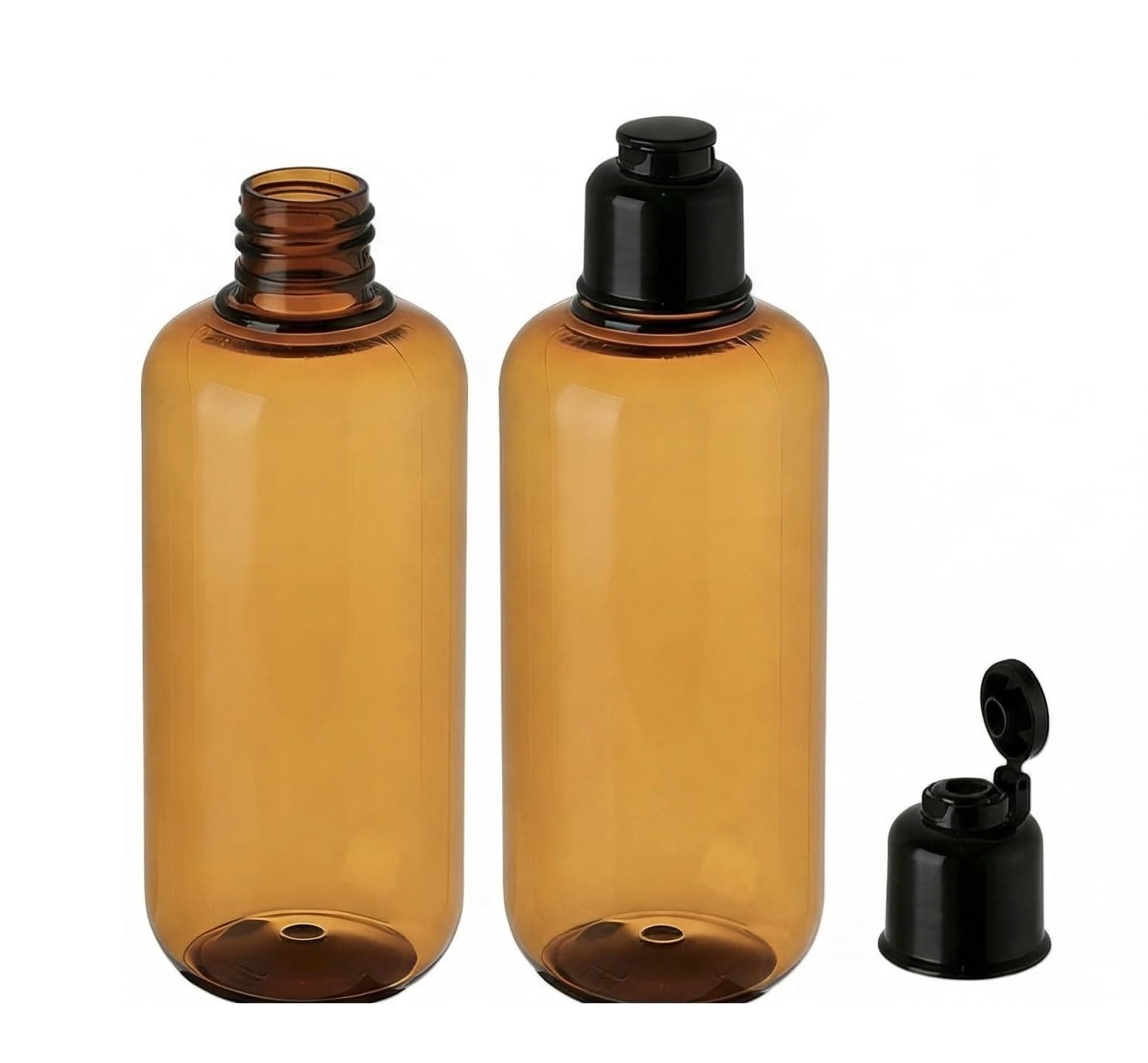 VASANA 300ml/10oz Empty Refill Plastic Squeeze Bottles with Black Flip Cap Cosmetic Makeup Essential Oil Water Shampoo Shower Gel Liquid Body SoapStorage Holder DIY Beauty Tool Pack of 2 (Amber)