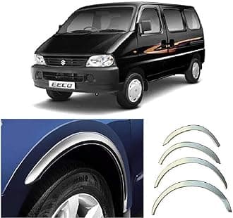 Stainless Steel Wheel Arch Garnish Chrome Fender Lining Trim Moulding Strip Compatible with Maruti Suzuki Eeco (Set of 4,Silver)