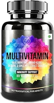 Noble Nature Multivitamin for Men and Women, 90 Multivitamin Multimineral Tablets, with Zinc, Vitamin C, Vitamin D3, Multiminerals and Ginseng Extract, Enhances Energy, Stamina & Immunity