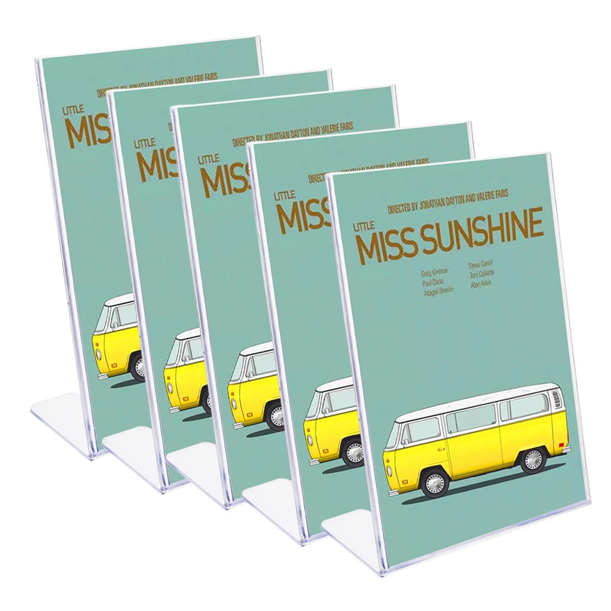 Sign Holder - 5 x A4 Acrylic Poster Menu Lean to Perspex Leaflet Display Stands, Counter Sign Display for Restaurant, Conference Room and Hotel Reception