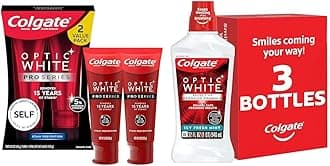 Optic White Pro Series Whitening Toothpaste with 5% Hydrogen Peroxide & Optic White Whitening Mouthwash, 2% Hydrogen Peroxide, Fresh Mint, 32 Ounce, 3 Pack (Packaging May Vary)