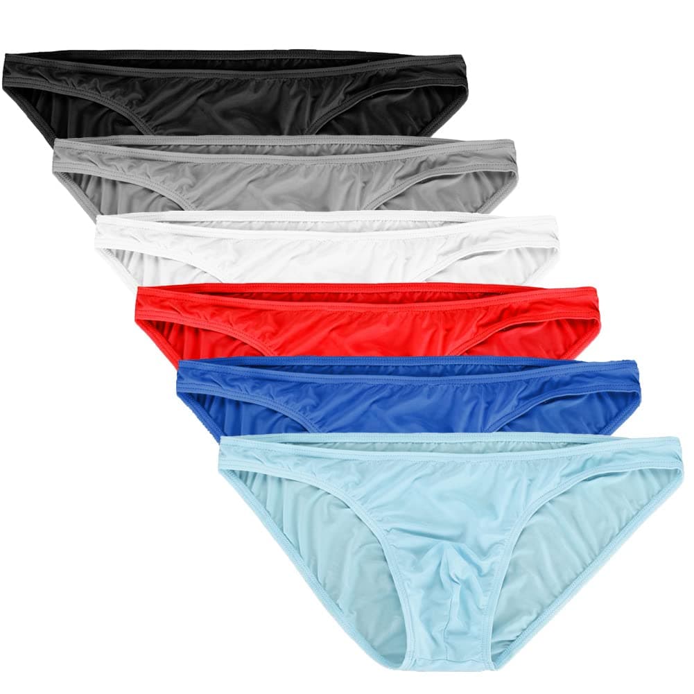 Summer Code Mens Basic Bikini Briefs Pack Low Rise Ice Silk Underwear
