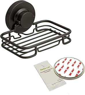 Gecko-Loc Soap Dish Suction mounting Bath soap bar Holder for Bathroom, Metal Bath Shower Bathtub Wall Tile or Kitchen Sink soap or Sponge Dishes - Black