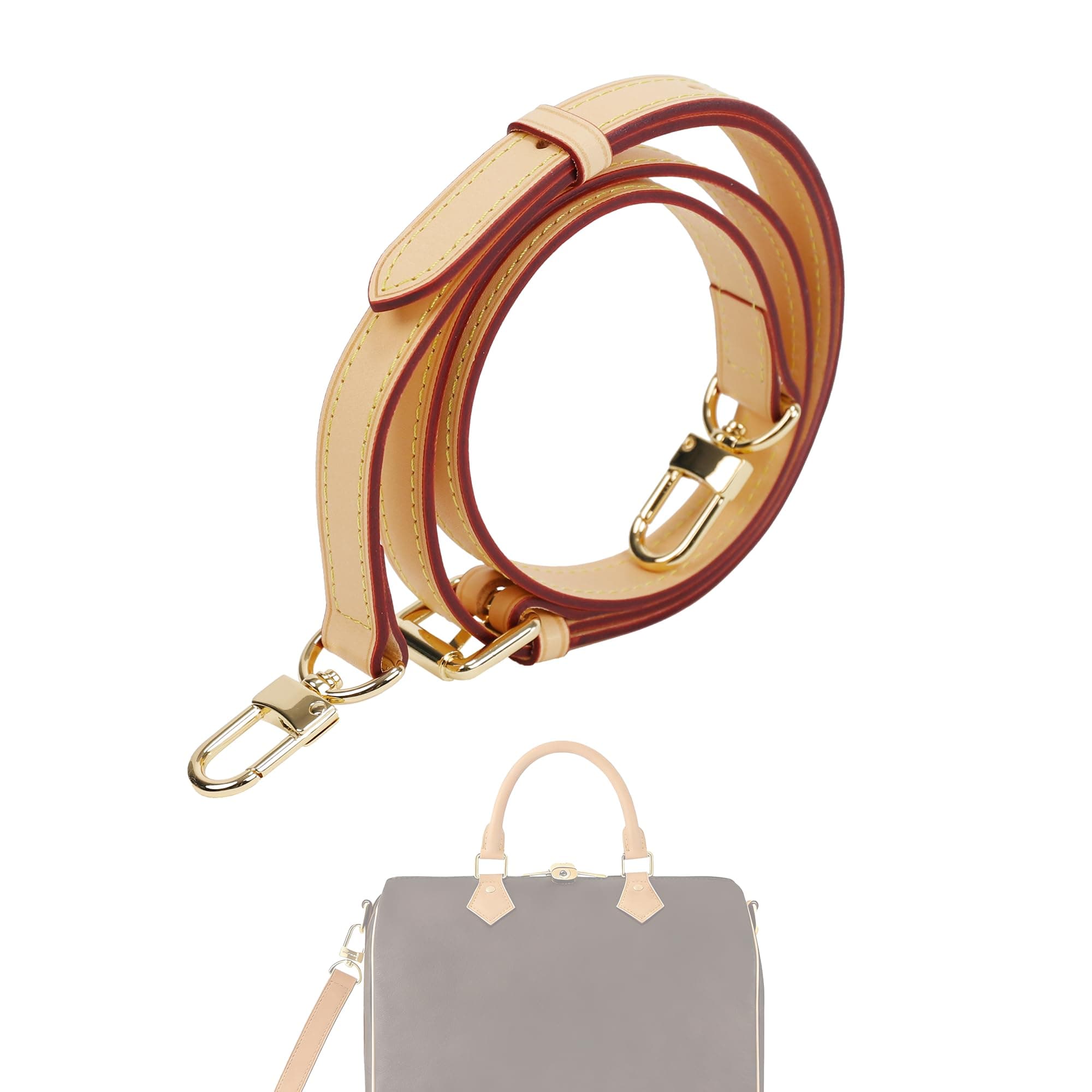 DGAZ Vachetta Leather Crossbody Strap for LV Speedy Bag, Adjustable Shoulder Bag Strap Replacement (1.5cm Wide, Beige)