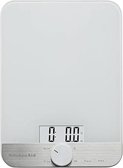 KitchenAidKQ908 Glass Surface 11 Pound Capacity Digital Kitchen and Food Scale, White