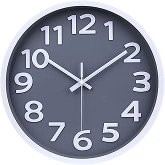Wall Clock 12 Inch Silent Non-Ticking Battery Operated Clock Big Numbers Easy to Read Wall Clocks Decorative for Bathroom Office Kitchen Bedroom (Gray)