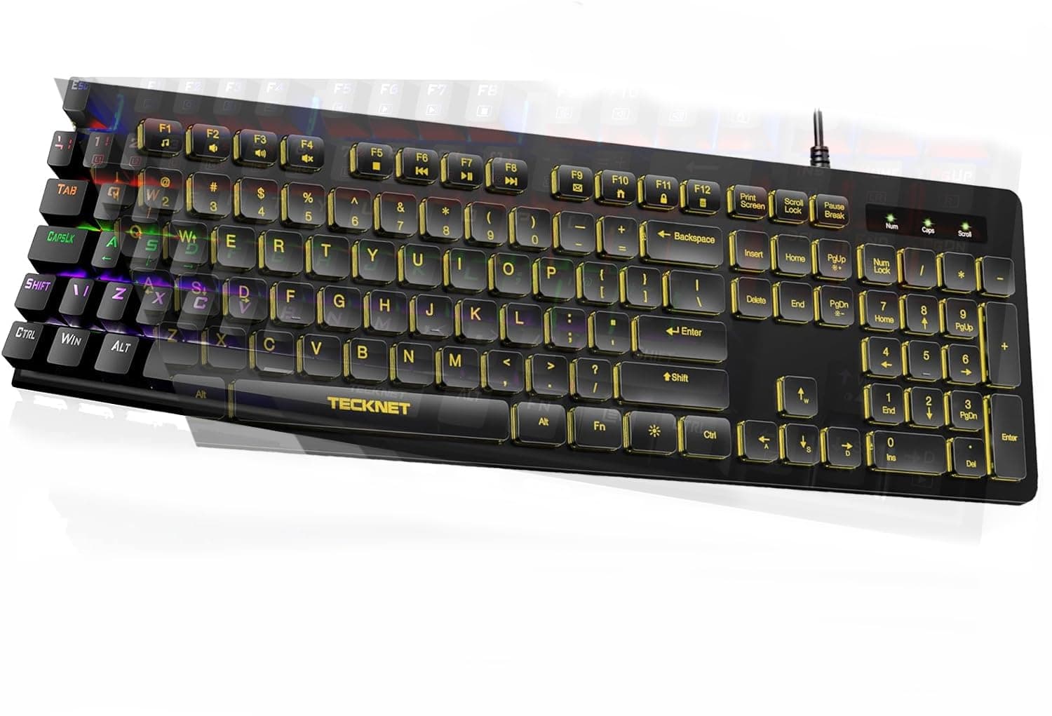 TECKNET Wireless Ergonomic Keyboard, 2.4G USB & Bluetooth Rechargeable Keyboard, UK Layout