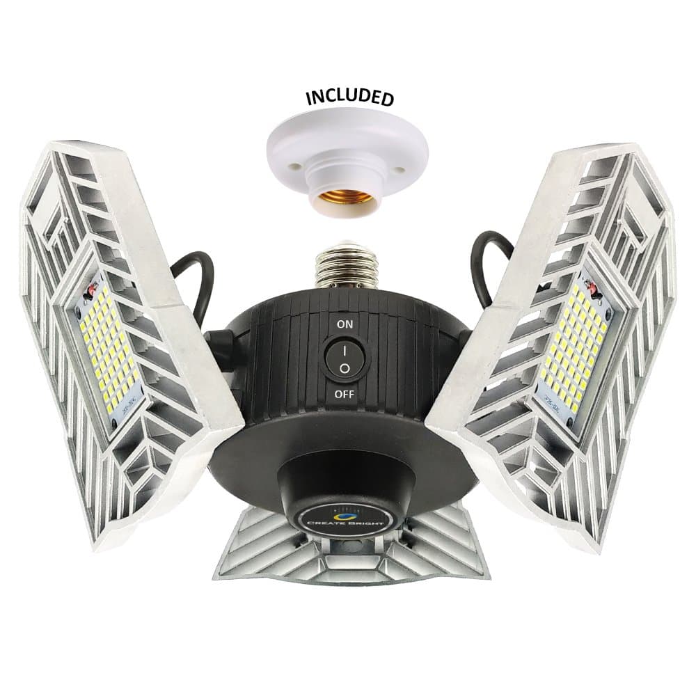 60W Motion Activated Ceiling Light for Garage, Warehouse,Workshop,Basement and Others, High Power LED Light Bulb E27 Medium Base 6000 Lumen,6000K Daylight