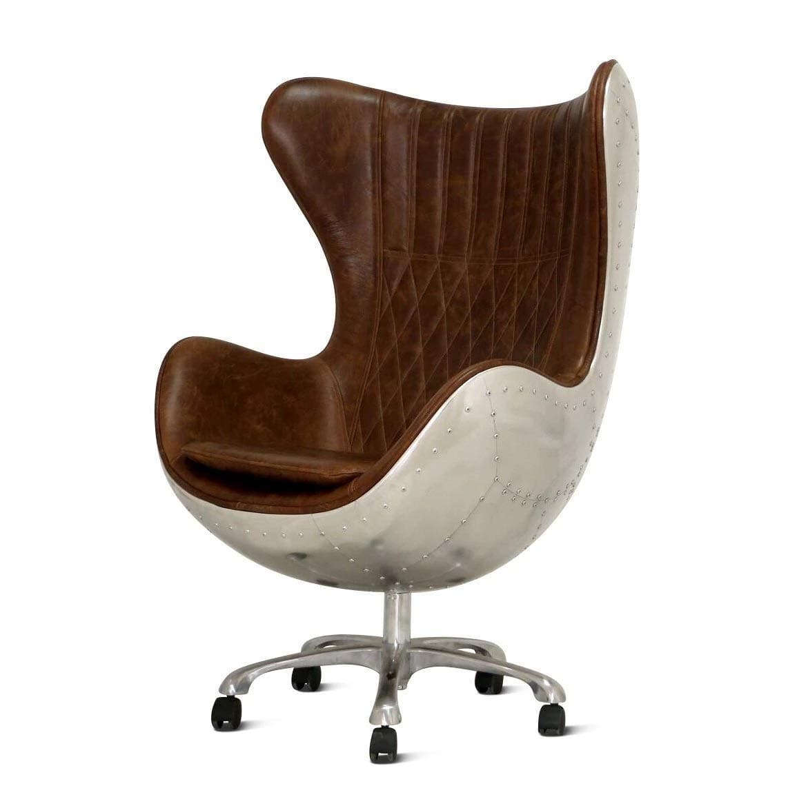 Plata Aviator Spitfire Leather Egg Chair