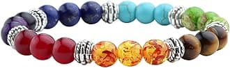 7 Chakras Bracelet Reiki Natural Gemstone Healing Balancing Round Beads Crystal Stone Bracelets for Women