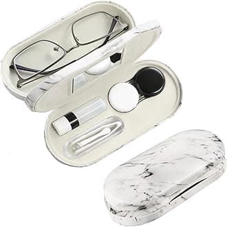 AITIMEContact Lens Case, Contact Case Kit, 2 in 1 Double Sided Portable Contact Lense Case and Eyeglasses Case, with Marbling, Multifunction, Durable, Compact, Portable Storage Kit