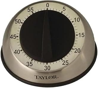 Taylor Mechanical Timer, Countdown with Easy-Turn Dial and Loud Ring Alarm, Compact Tool for Cooking, Baking, Classroom Activities, Homework, Studying, Projects, Stainless Steel