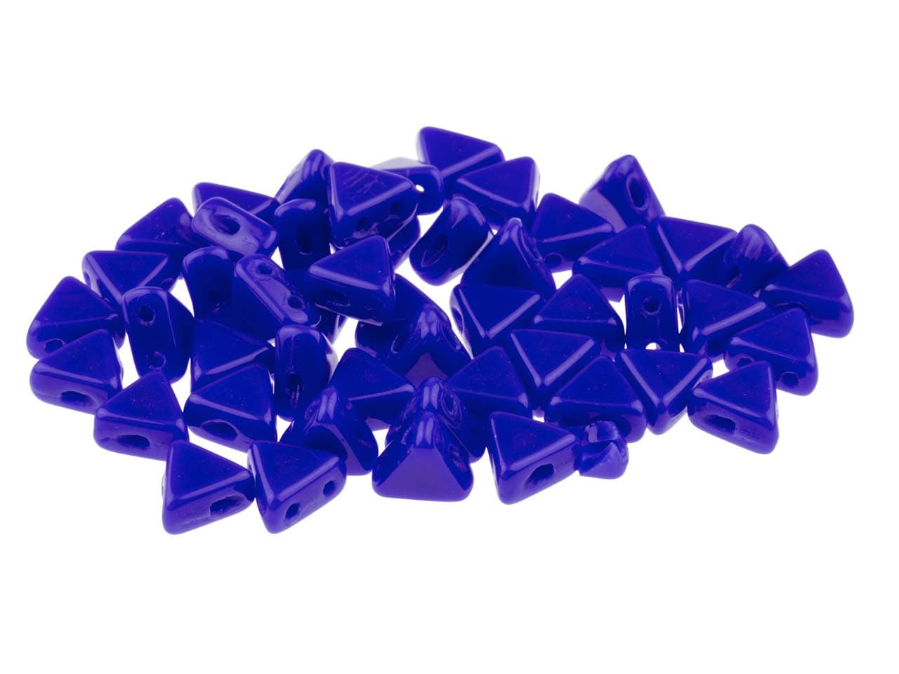 Czech Kheops Puca Beads 6mm Two-hole Flat Triangle Beads 9 Grams - Opaque Sapphire Blue