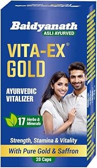 Vita ex Gold |Made with Pure Himalayan Shilajit, Ashwagandha & Safed Musli| Boosts Strength, Power & Stamina - 20 Capsules