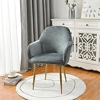 Highdi Soft Velvet Dining Chair Covers Solid Color Stretch Curved Back Chair Slipcovers with Armrest, Vanity Swivel Armchair Cover Removable Washable for Bedroom Party Hotel (Dark Gray,4 PCS)