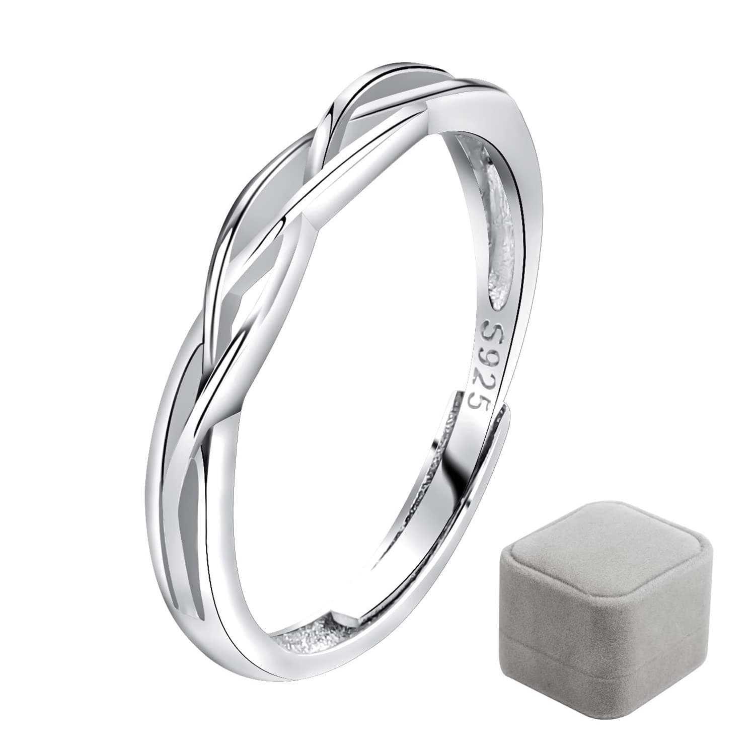 925 Sterling Silver Ring, Vintage Thumb Ring Adjustable Celtic Knot Ring Silver Fidget Ring with Gift Box for Women