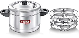 Judge by Prestige Stainless Steel Idli Cooker with 4 Plates, 1 Liters, 25 x 25 x 21 Centimeters, Silver