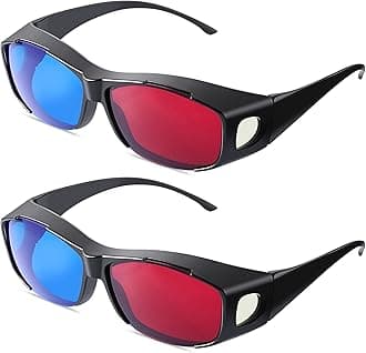 BBTO 2 Pieces 3D Movie Game Glasses Red Blue 3D Viewing Glasses for Movies Games, Light Simple Design(Black)