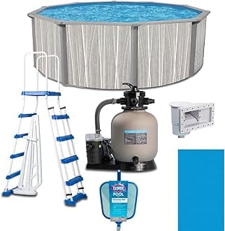 Steel Frame Above-Ground Pool Kit, DIY Family Size Backyard Pool with Sand Filter Pump, Ladder, Liner, Skimmer, and Net (Ashland, 21' x 52")